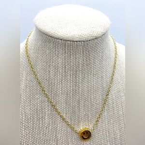 Gold Smiley Face Charm Gold Chain Choker Necklace Boho Classic Preppy